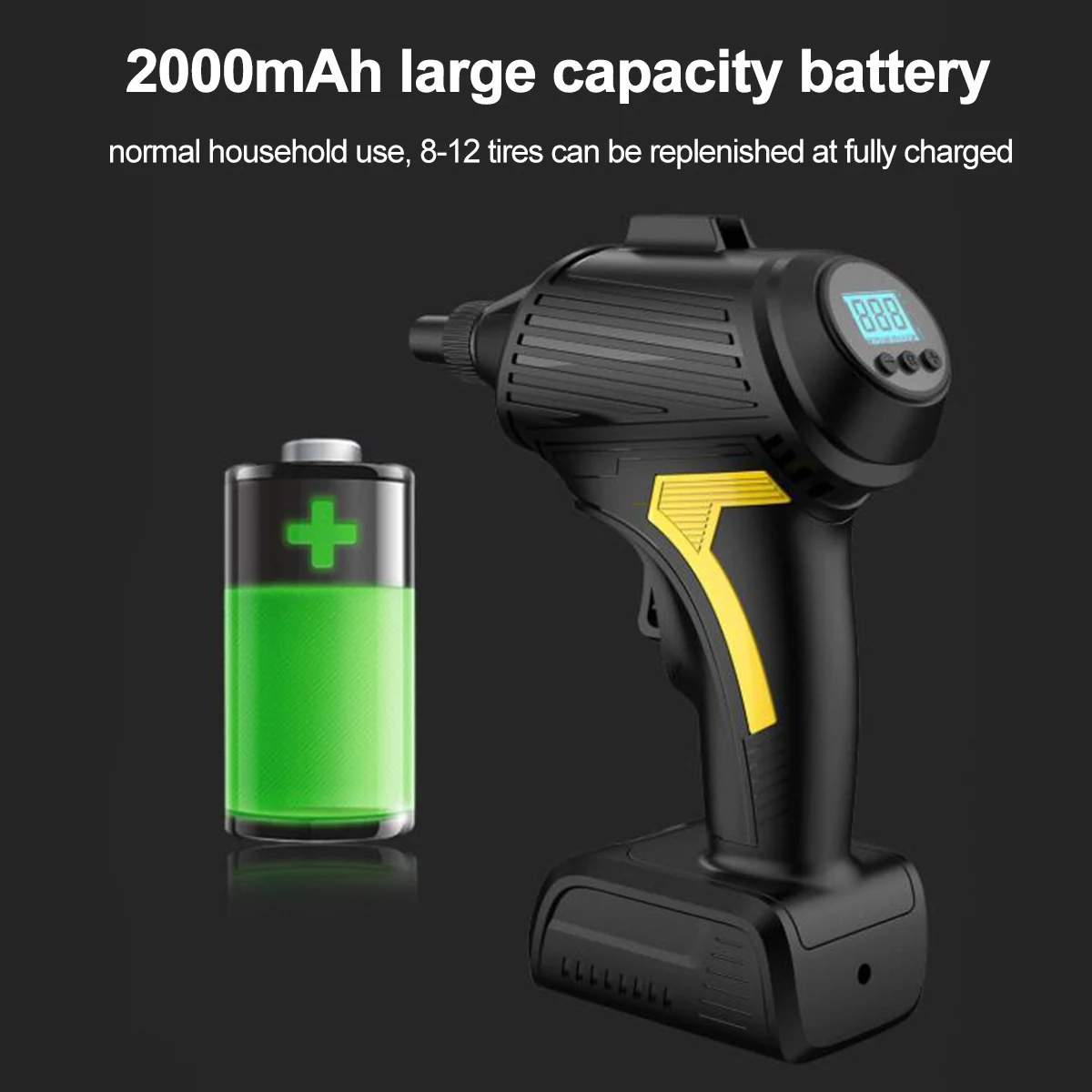 12V 2000 мА/ч, 35L/мин шин Беспроводная воздушный компрессор 150PSI ручной воздушный насос Перезаряжаемые 120 Вт Электрический Мощность ЖК-дисплей цифровой