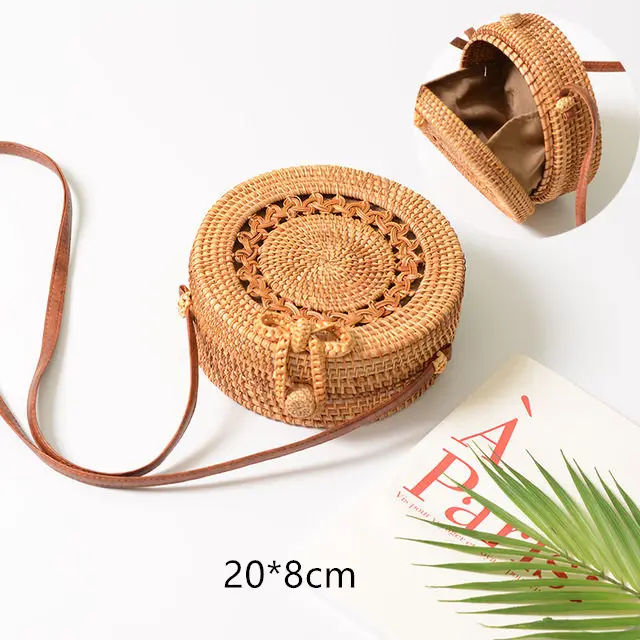 Style 7 Модные женские летние сумки из ротанга, круглая квадратная соломенная сумка ручной работы, Тканые Пляжные Сумки через плечо, круглые богемные сумочки - Цвет: Style 7