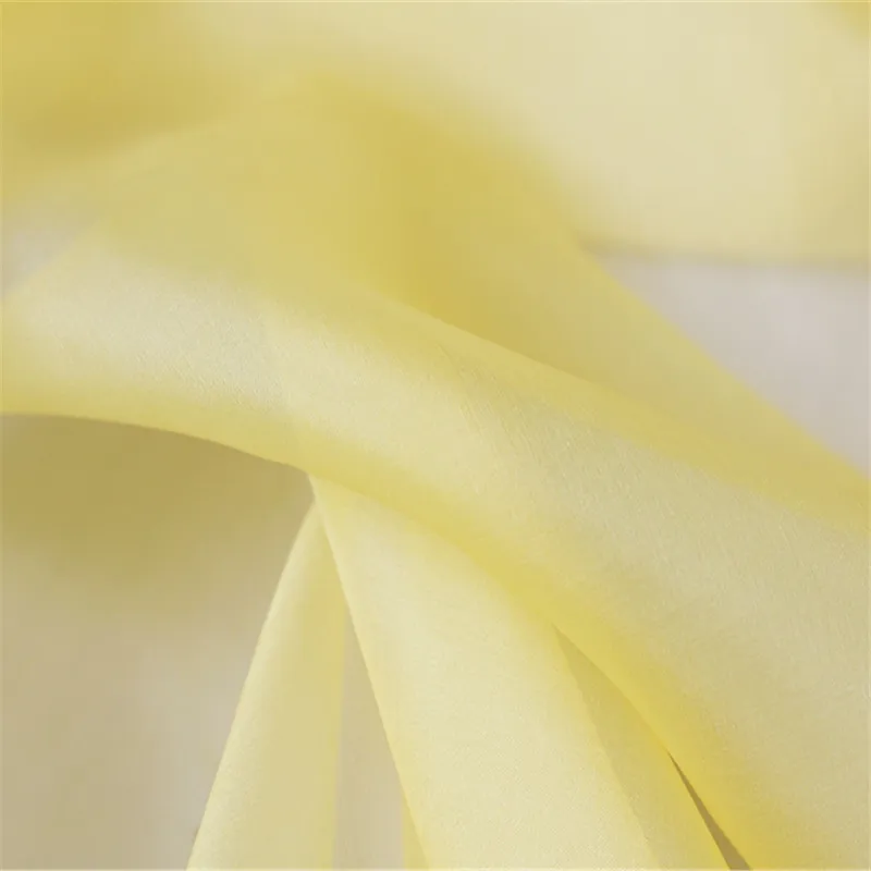 18 yellow2 Шелк органза ткань 5,5 momme 140 см 5" Жесткий Тюль натуральный текстиль органза шелковые ткани для чистых свадебных платьев - Цвет: 18 yellow2