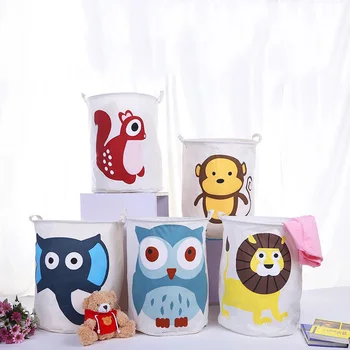 

Foldable Waterproof Storage Basket Large Cartoon Monkey Lion Owl Fabric Cloth Washing Laundry Baskets for Toy Sundries Organizer