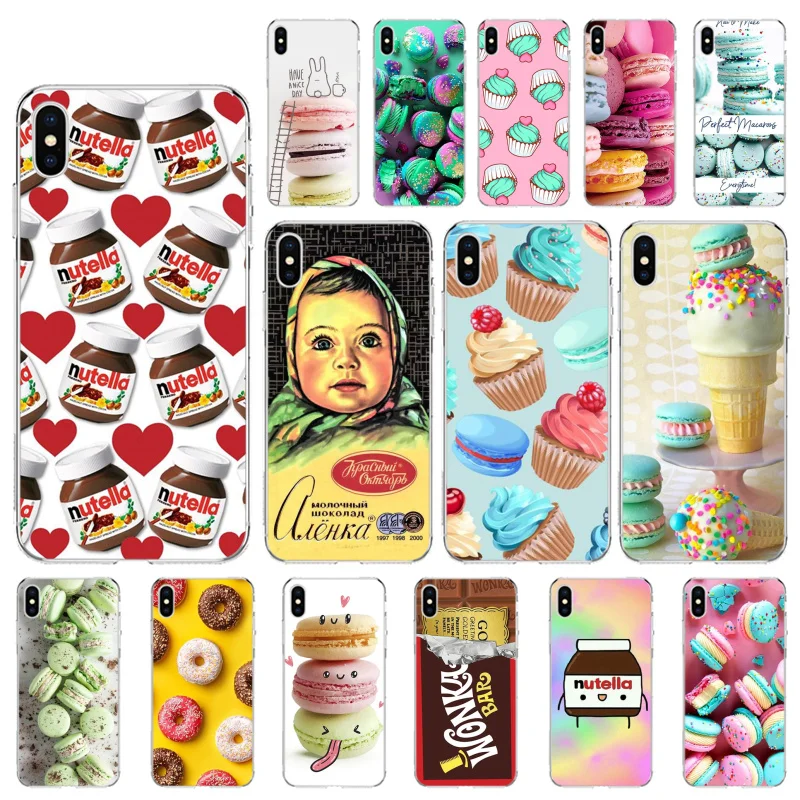 Шоколадный чехол для телефона Nutella Пончик мороженое Макарон Для iphone 13 12 Pro Max iPhone 11
