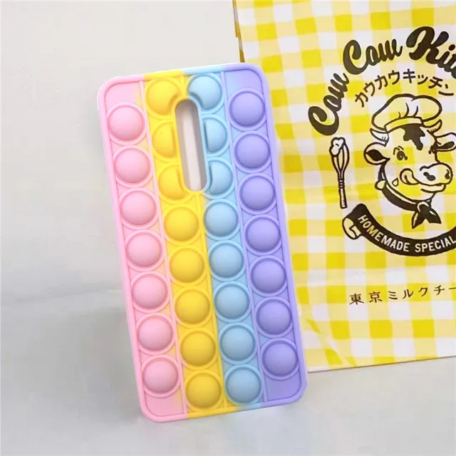 For Redmi Note 9 Pro 9S 7 8 Pro Push Pop Bubble Fidget Toy Soft Case for Redmi 9 9T 9C 9A Mi Poco X3 M3 Sensory Stress Reliver Redmi K20