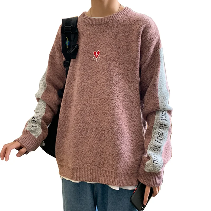 

Autumn Winter Men's Sweater Oversize Printed Large Size Vintage Pullover Men Knitted Sweaters Male 2020 Korean Clothing Soft