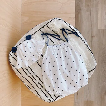 

2020 Summer Baby Kids Rain Drop Print Jumpsuits Casual Infant Girls Bodysuits Toddler Newborn Clothes + Hat