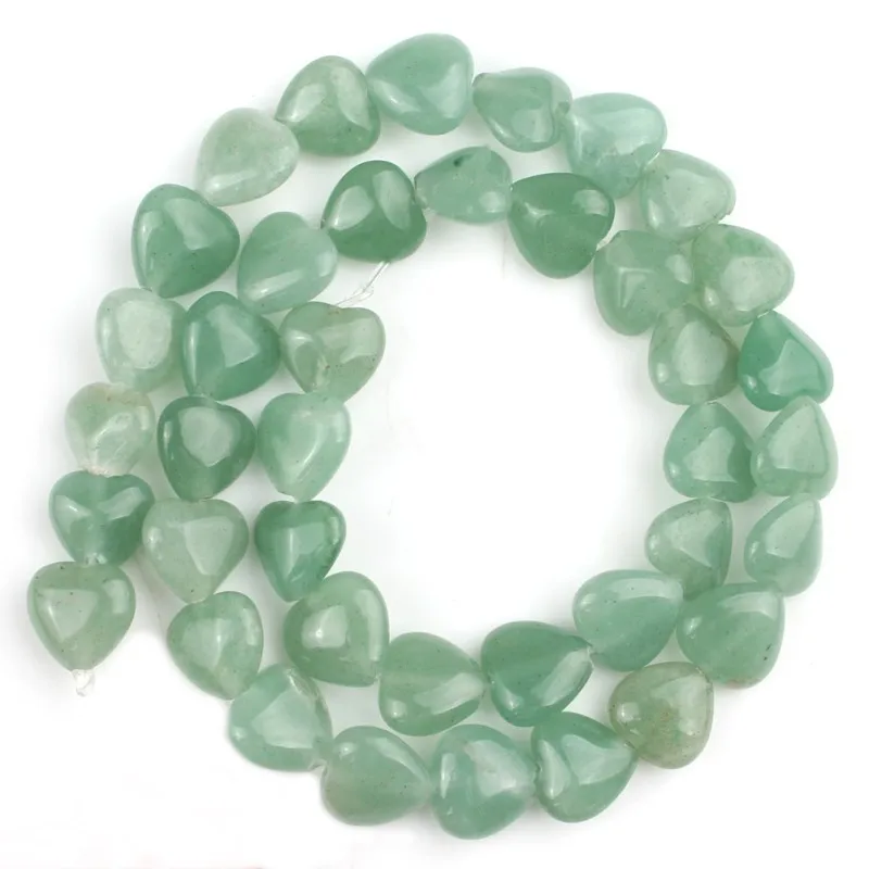 Green Aventurine Сердце любовь натуральный камень 10X10 мм красная яшма розовый кварц авантюрин нефрит бусины для самостоятельного изготовления ювелирных изделий браслет ожерелье 15 дюймов - Цвет: Green Aventurine