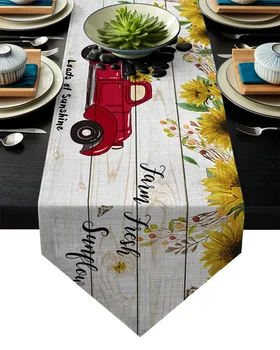 

Sunflower Farm Grain Wood Table Runner Table Flag Home Party Decorative Tablecloth Table Runners