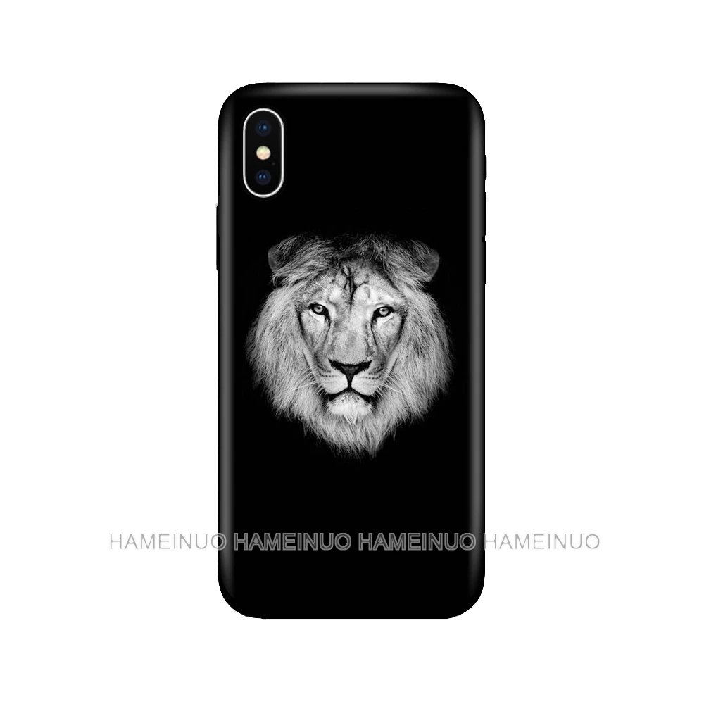 Черный чехол ТПУ для iphone 5 5s se 6 6s 7 8 plus x 10 чехол силиконовый чехол для iphone XR XS 11 pro MAX чехол Большой Лев животное - Цвет: 40007