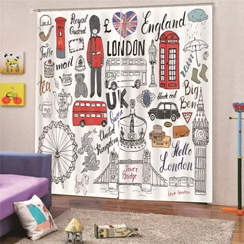 

Britain Blackout Printed Curtains Drapes Kid for Living Room Tulle On The Window Kitchen Bedroom in 100% Polyester Modern