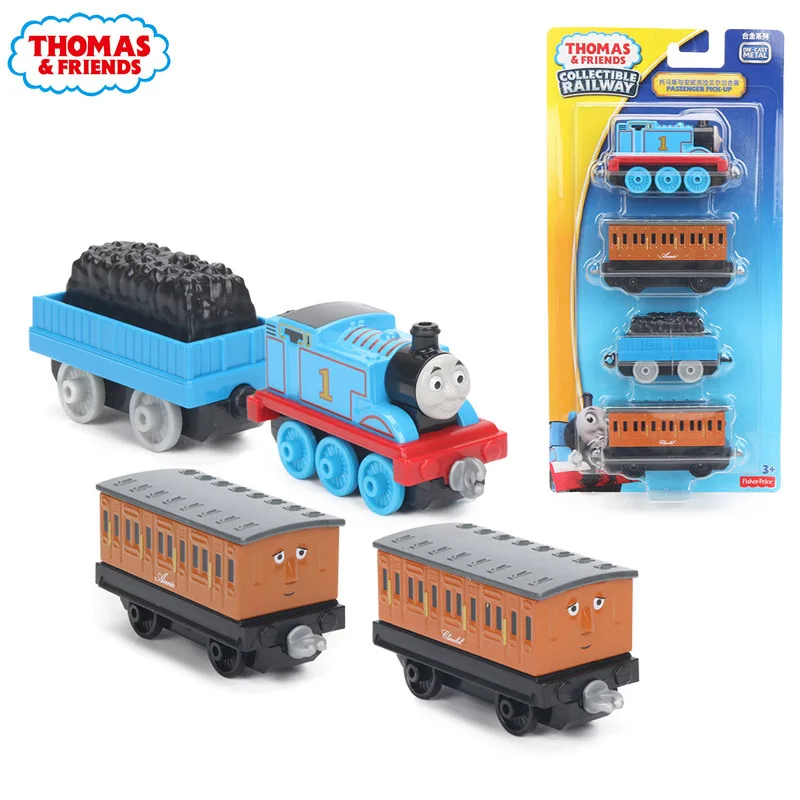 4pcs/box Thomas& Friends Collectible Wooden Railway Train Annie Clarabel Passenger Pick-up Crew Die Cast Trains Engines DGB79