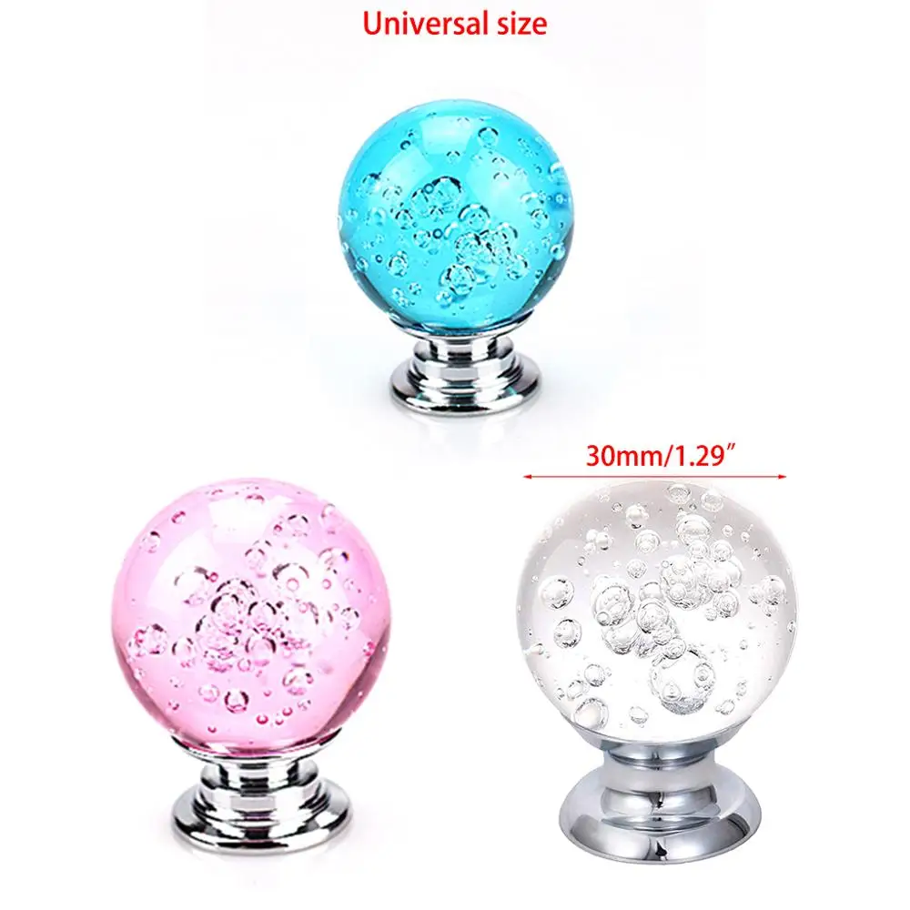 Kitchen Cabinet Knobs Crystal Round Bubble Glass Handle Decorative Cupboard