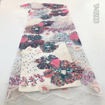 

2020 African Shiny Sequins Lace High Quality French Net Tulle Lace Fabric with Sequins Embroidery for Wedding Party