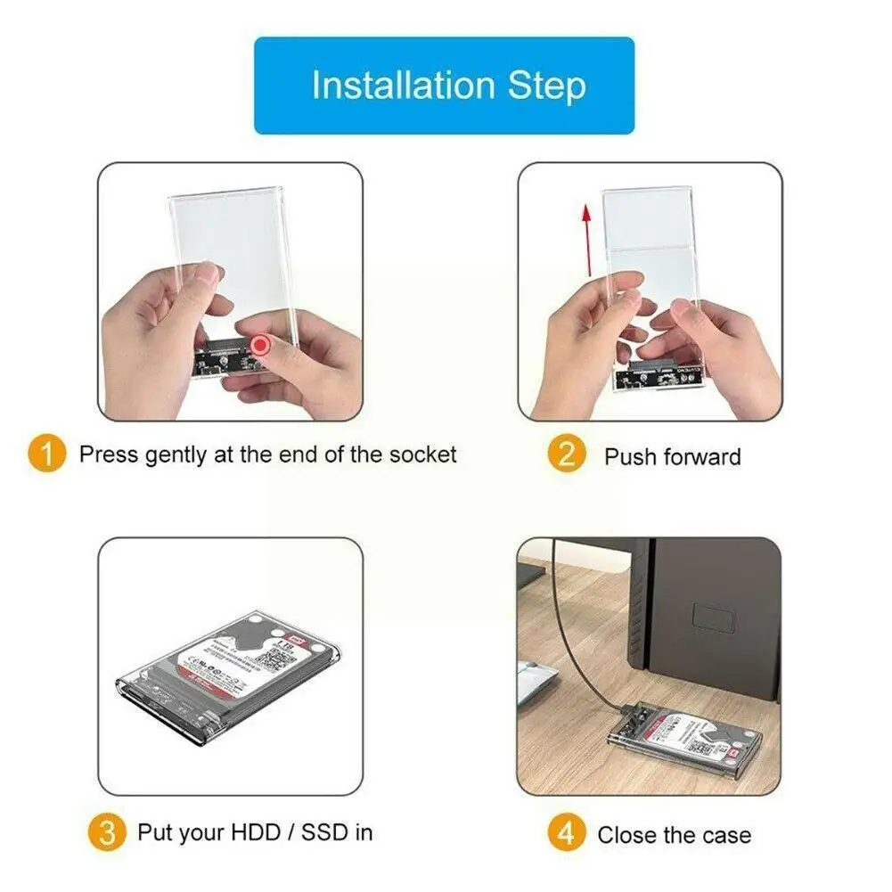 Новый корпус для жесткого диска Usb3.0/2 0 Hdd 2 5 дюйма последовательный прозрачный Sata