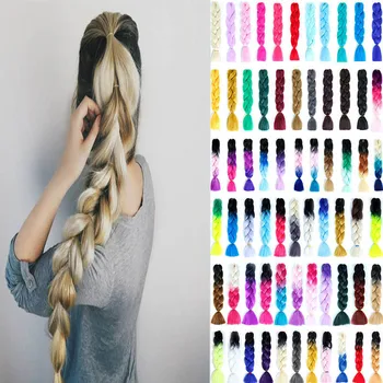 

DIANQI sunshine Jumbo Braids Glowing Long Strands Ombre Crochet Braid Synthetic Braiding Hair Extensions for Woman Blonde Pink