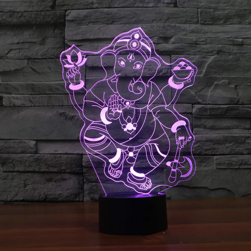 

New Elephant Head God 3d Lamp 7 Color Led Night Lamps For Kids Touch Led Usb Lampara Lampe Baby Sleeping Nightlight Drop Ship
