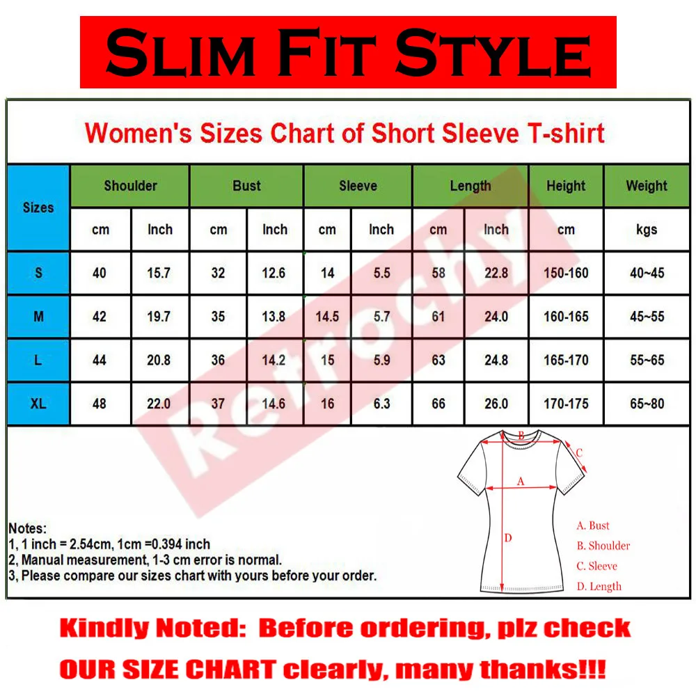 womens short sleeve sizes chart