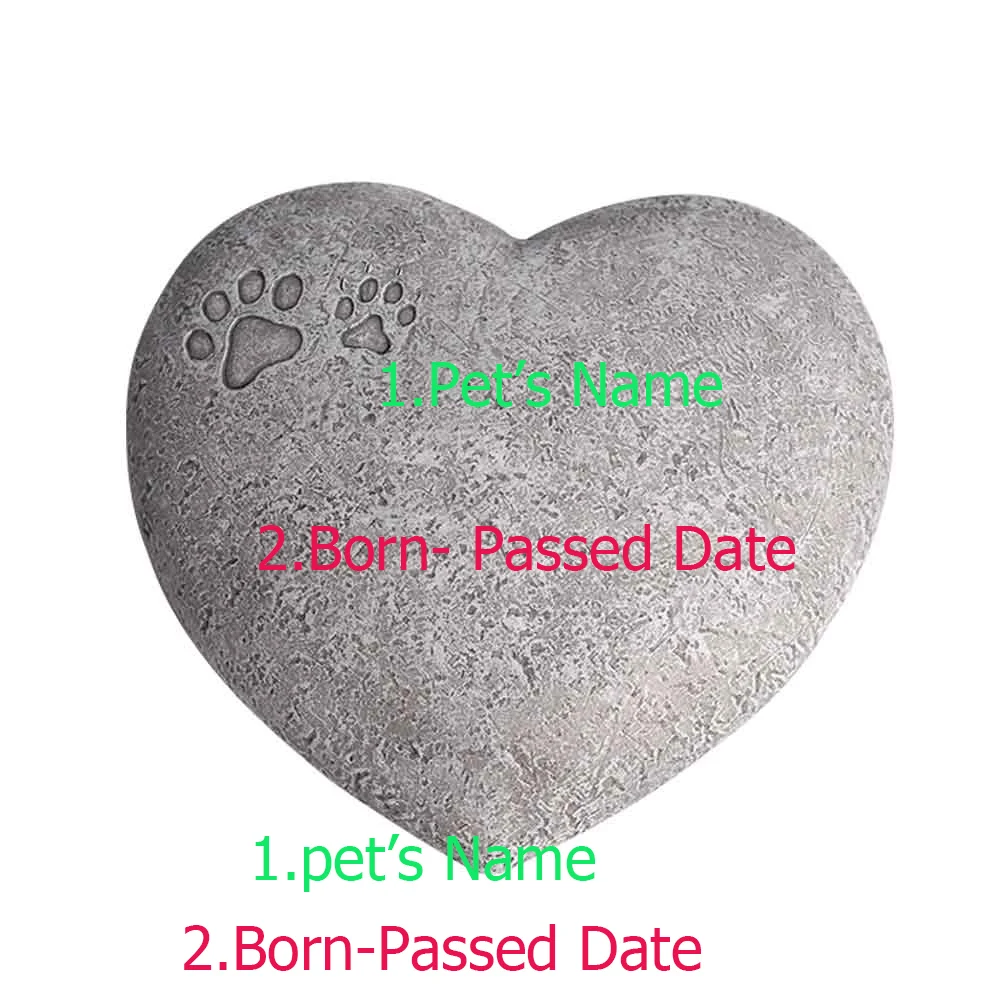 Engraving Heart-Shaped Pebbles Pet Memorial Resin Stone For Perfect Gorgeous Unique Pet Gift Ideas