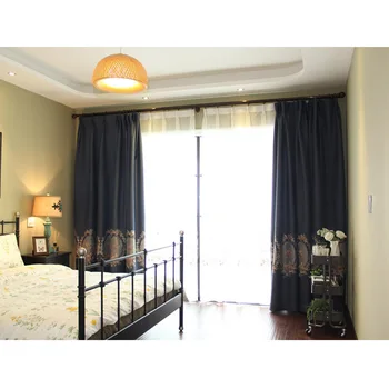 

European French Upset The Shading Embroidery Pure Color Curtains for Living Dining Room Bedroom.