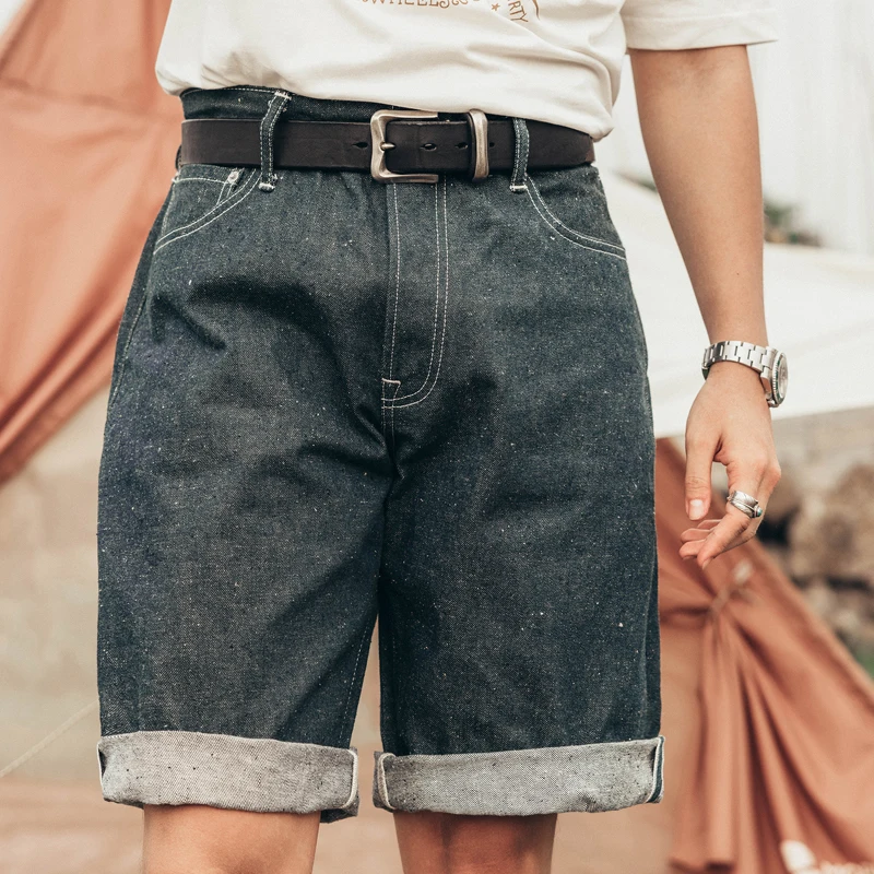 Red Tornado Snow Wash Raw Denim Shorts 