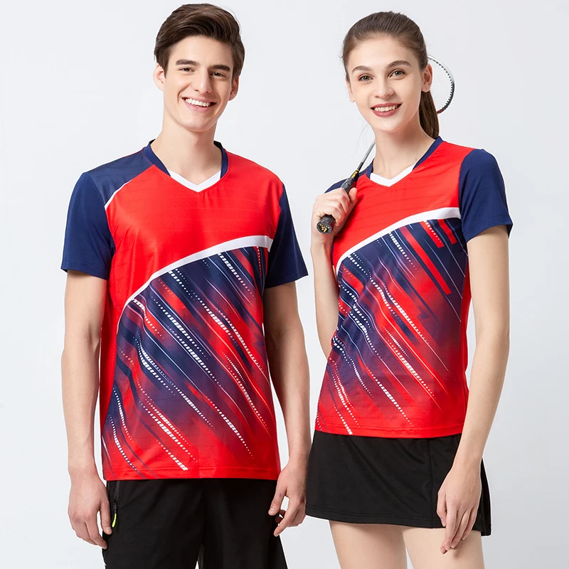 New summer badminton wear sportswear quick-drying breathable men and women short-sleeved tennis table tennis clothing group purchase_04