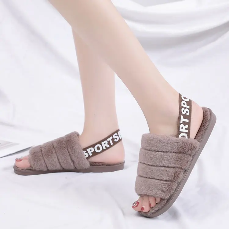 

2019 Autumn And Winter New Style Solid Color WOMEN'S Slippers Flat nv cotton slipper WOMEN'S Shoes