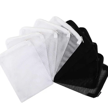 

40 Pieces Aquarium Filter Bags Media Mesh Filter Bags with Zipper for Charcoal Pelletized Remove, White and Black