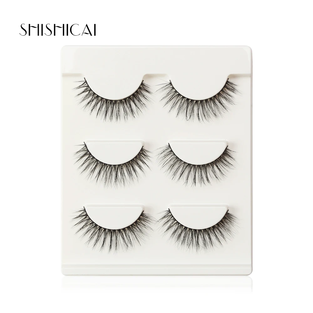 

MAGEFY Mink Eye Lashes 100% Handmade False Eyelash 3 Pairs 3D Strip Natural Long Fake Faux Eyelashes Makeup False Eyelashes