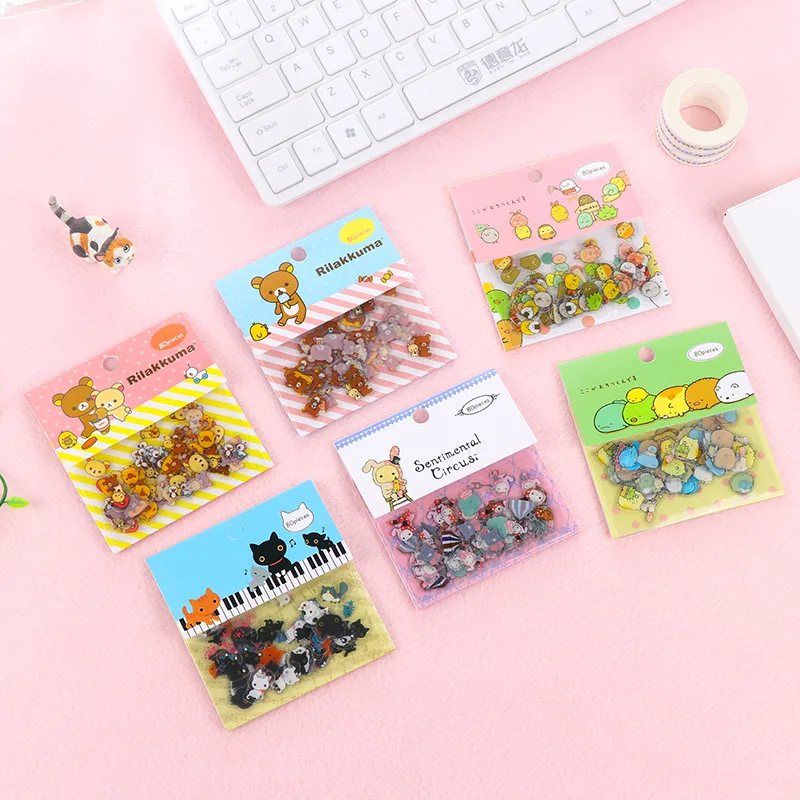 

80 Pcs/Pack Cute Cat Mini PVC Sticker Cartoon Sumikko Gurashi Decoration DIY Ablum Diary Scrapbooking Label Sticker Stationery