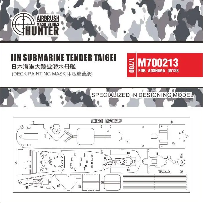 Hunter M700213 1/700 Ijn Sottomarino Soffice Deck Paintingmask Per Aoshima 05183