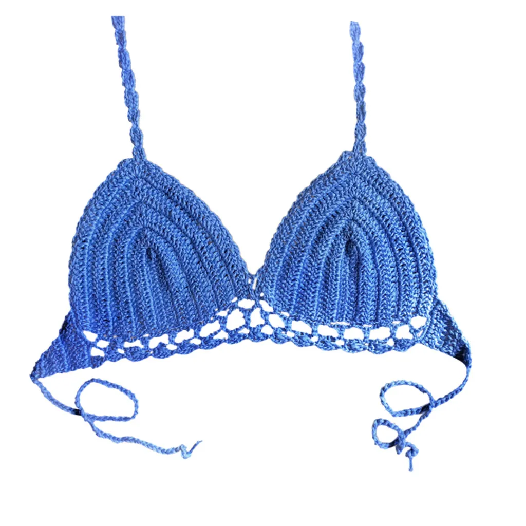 Swimsuit Sexy Beachwear Knitting Women Swimwear Padded Lace Top Bikini