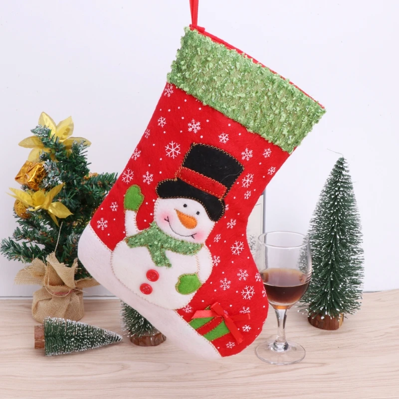 Рождественские чулки маленького размера, рождественские подарочные носки со снеговиком Санта-Клауса