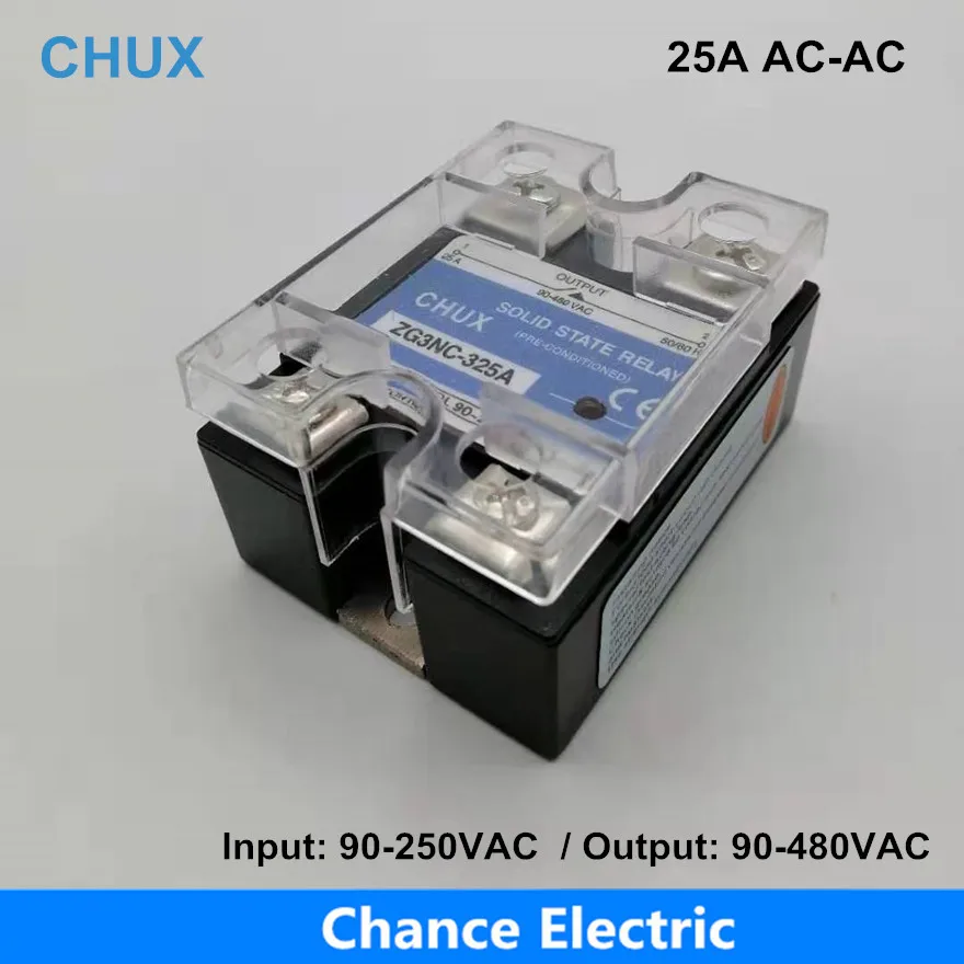 

Single Phase Solid State Relay 25A AC-AC SSR SSR-25AA AC to AC 220V Output 90-480V