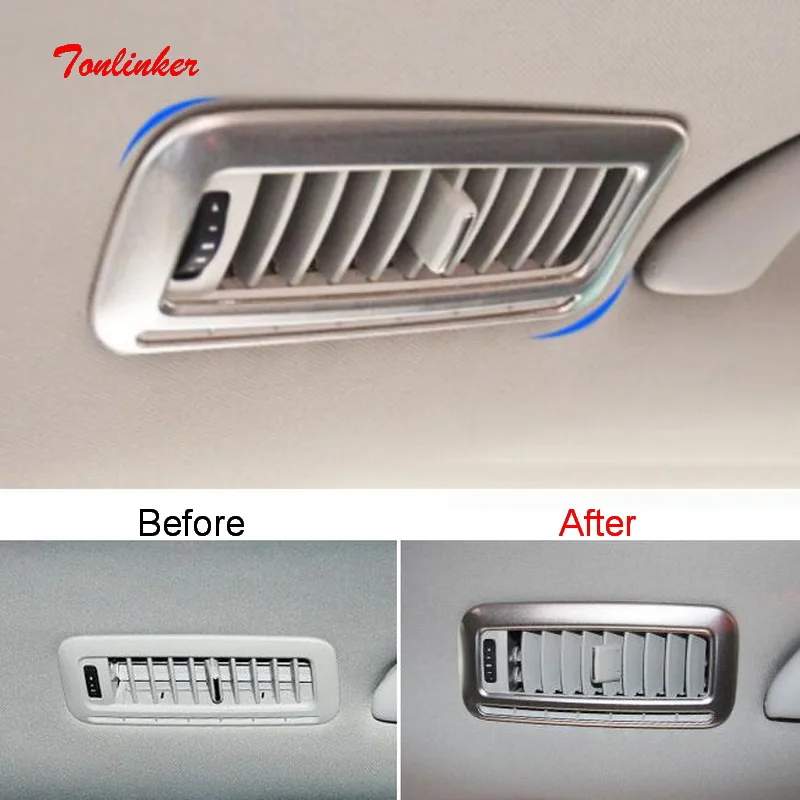 Tonlinker Interior Car Roof Outlet Cover sticker for Volkswagen Sharan-19 Car Styling 4 PCS Stainless Steel Cover sticker