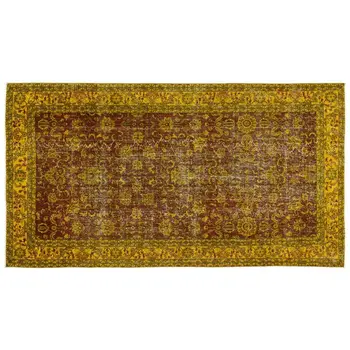 

Handmade Yellow Vintage Overdyed Turkish Area Rug 152x280 Cm-4'12''X9'2''