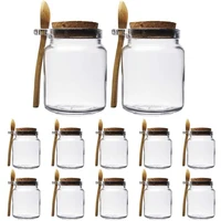 10oz Small Glass Storage Jars with Cork Lids and Spoons Yogurt Containers for Pantry,Baby,Food,Bathroom,Spices,Honey,DIY 1