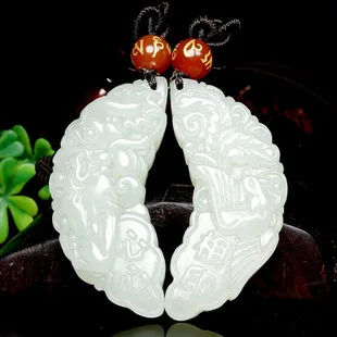 Natural authentic xinjiang hetian jade white jade kirin pendant in delight men and women with kirin widgets