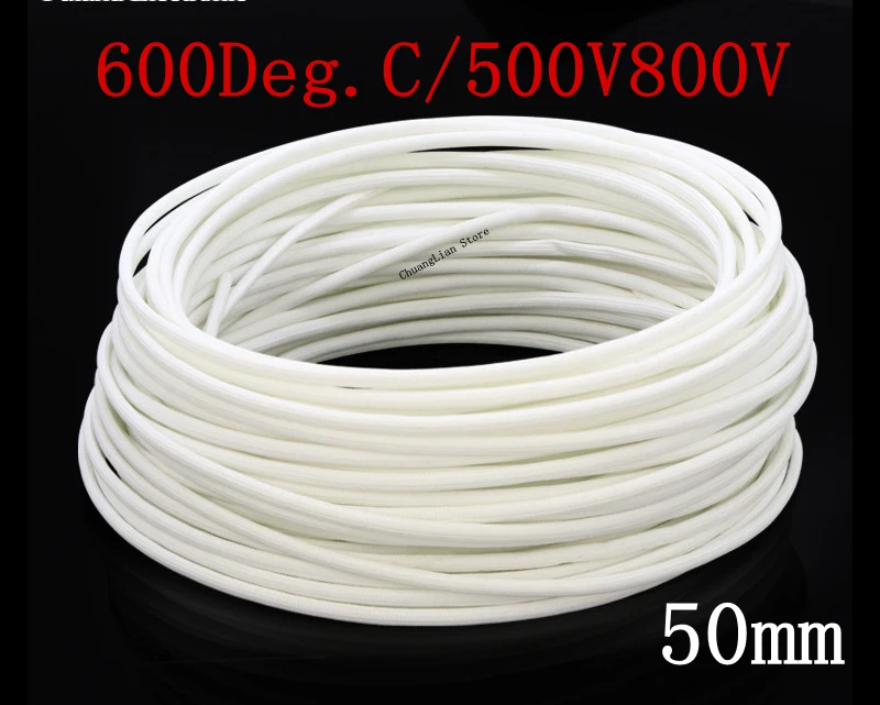 

Dia 50m Fiberglass Tube HTG Cable Sleeve Soft Chemical Fiber Glass Wire Wrap Protector Insulation High Temperature Pipe 600Deg