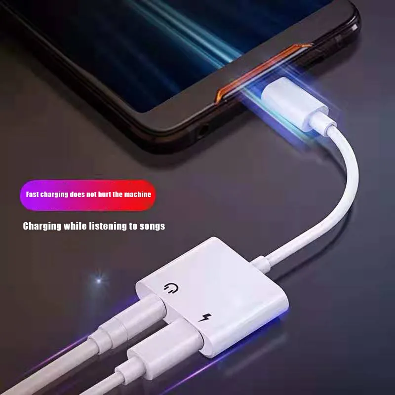 New 2 in 1 Type C to 3 5mm Charger Audio Adapter Headphone Jack Portable USB Cable DOM668