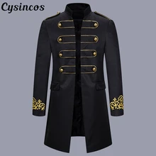 CYSINCOS мужской черный костюм с вышивкой пиджак стимпанк винтажный пиджак-фрак для мужчин Готический викторианский Выпускной сценический костюм Homme