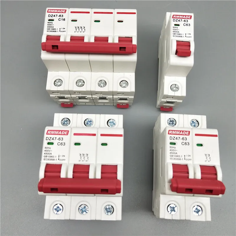 AC220V-400V  Mini Circuit Breaker Cutout Miniature Household Air SwitchDZ47 6A 10A 16A 1P 2P 3P 4P 20A 25A 32A 40A 50A 63A 125A