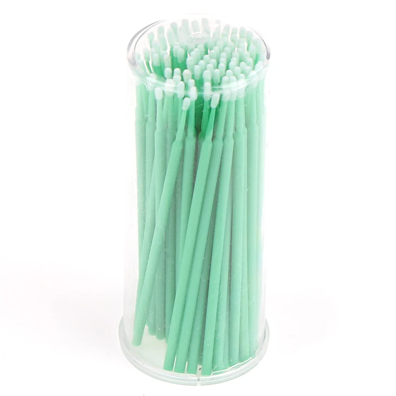dark green Одноразовые кисти для макияжа 100 шт./упак. тампон Microbrushes наращивание ресниц прочный Micro отдельных Аппликаторы ватный тампон - Цвет: dark green