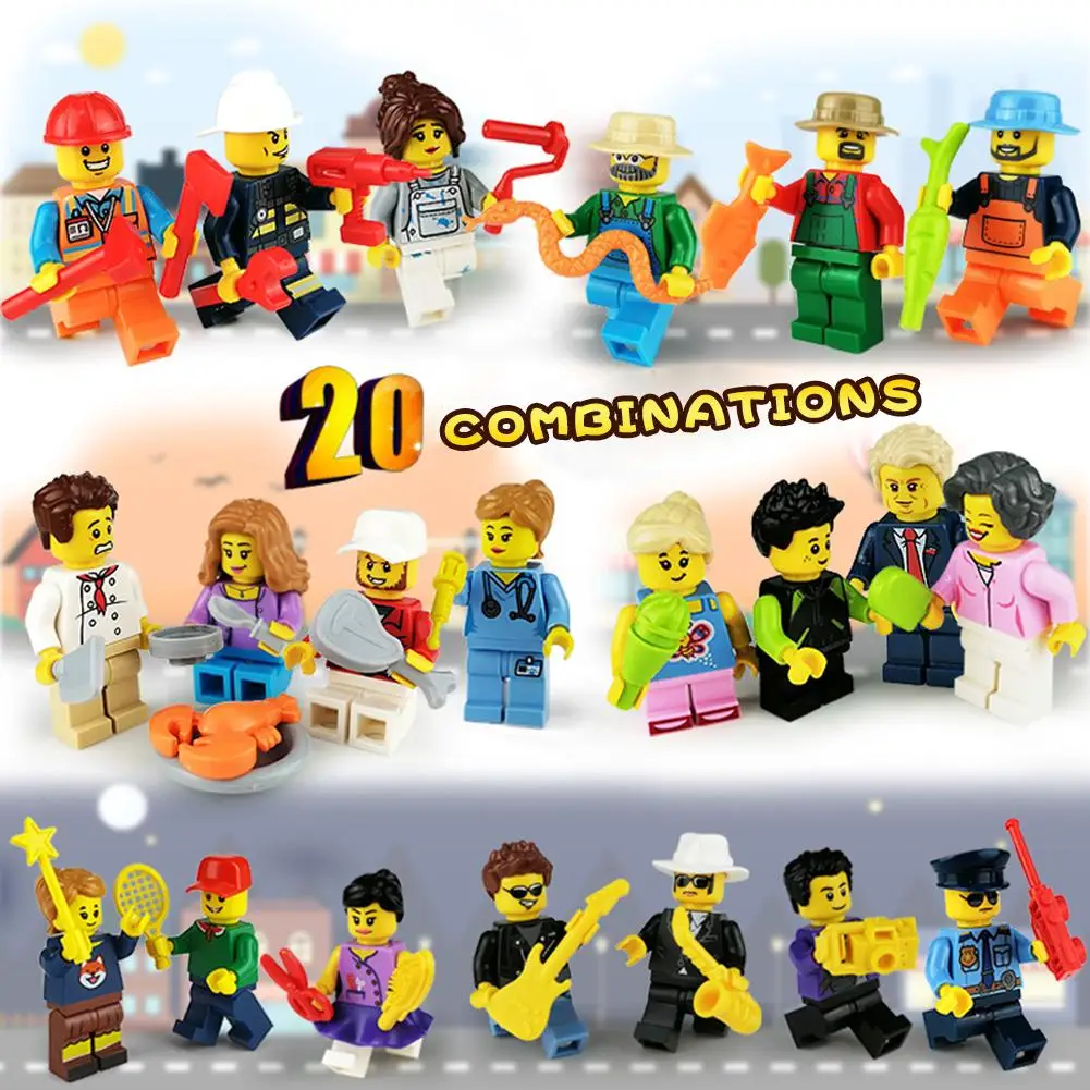 

20PCS Building Block Doll Comb Ice Cream Doll Cartoon City Professional Building Blocks Fit 6 Years Old Or Older Kids