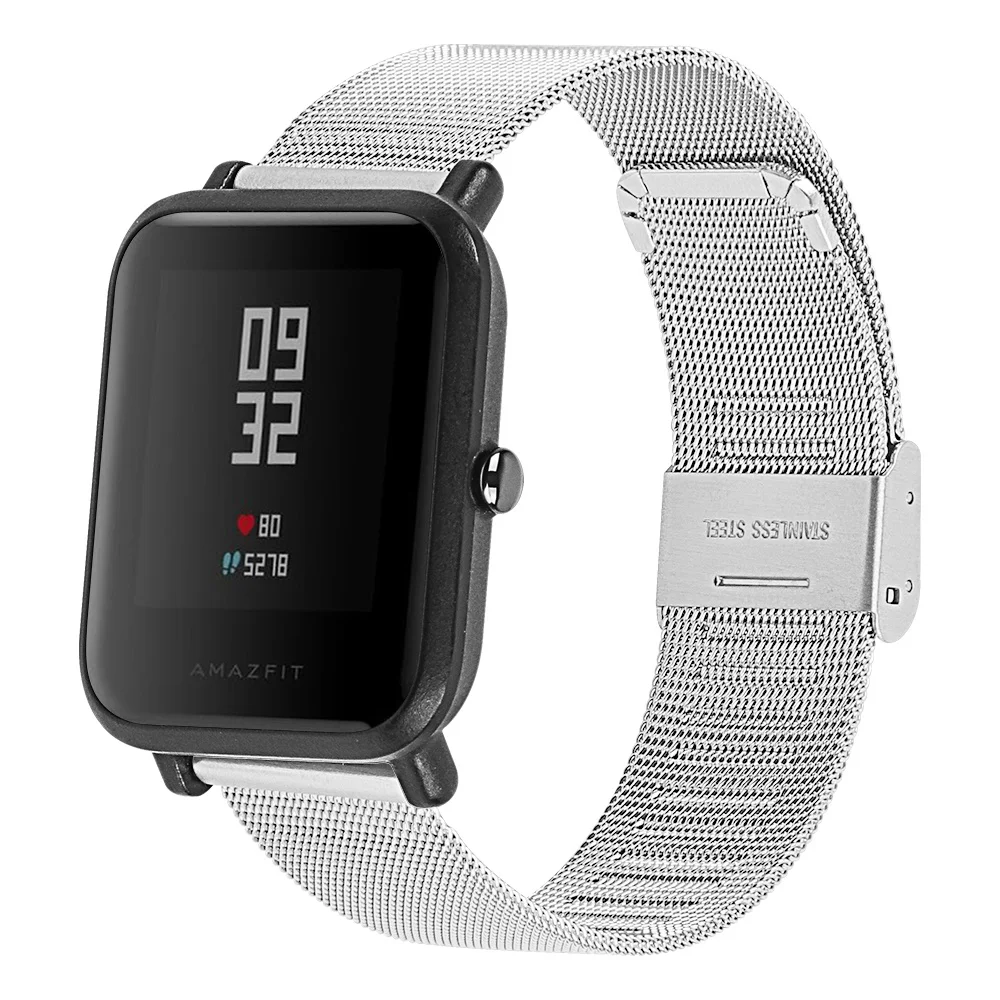 

Suitable for Xiaomi Huami amazfit BiP youth stainless steel strap, Milanese metal strap amazfit BiP watch strap