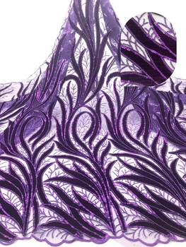 

High Quality Nigerian Lace Fabric With Sequins Latest African Velvet Lace Fabric For Wedding African Lace Material