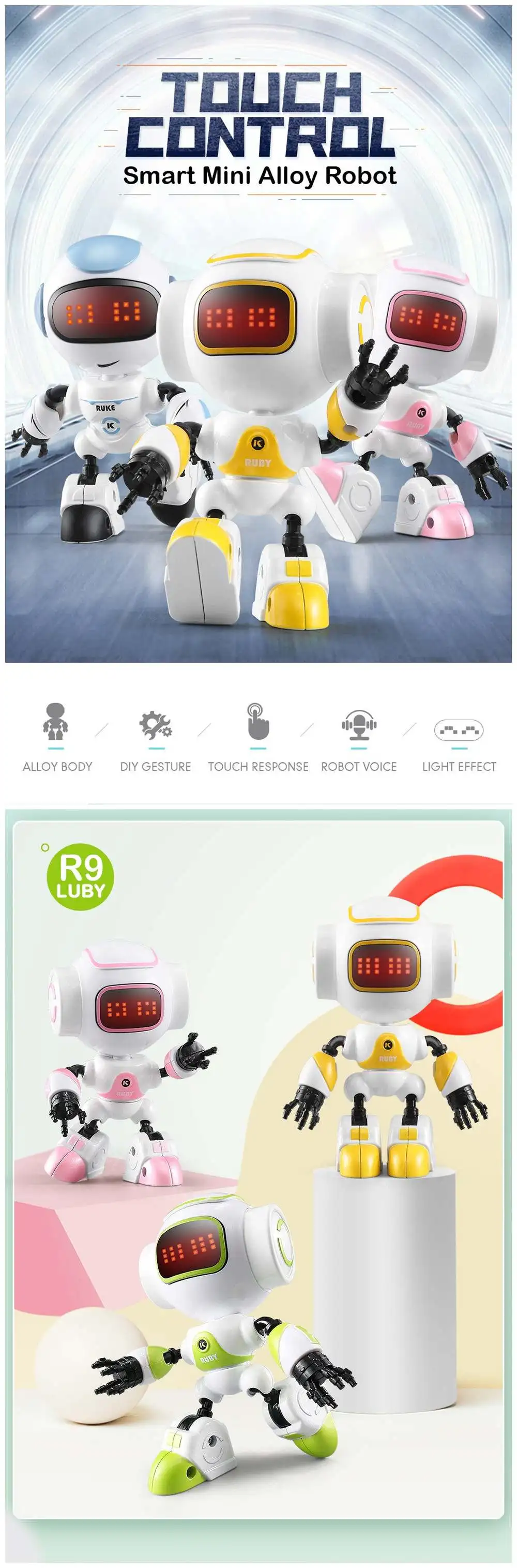 JJRC R9 Рубин сенсорное управление DIY жесты мини умный озвученный сплав робот игрушка RC робот для детей мальчик и девочка подарки на день рождения зеленый