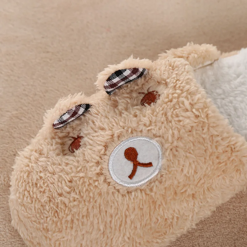 

New Style Cartoon Super Meng Ear Bear Cotton Slippers Autumn & Winter Cute COUPLE'S Wool Slippers Household Unisex Shoes
