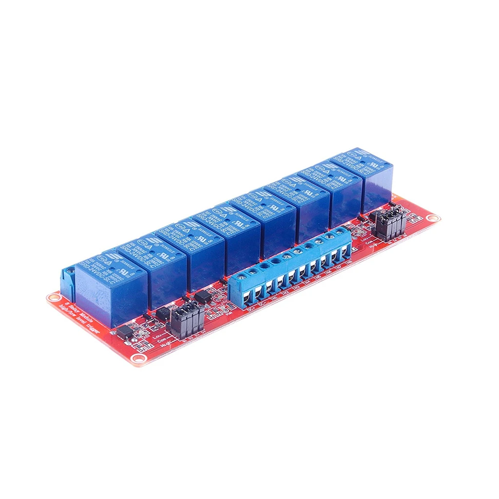 24V 8 Channel Relay Module Board AC 250V 10A DC30V 10A for    Red
