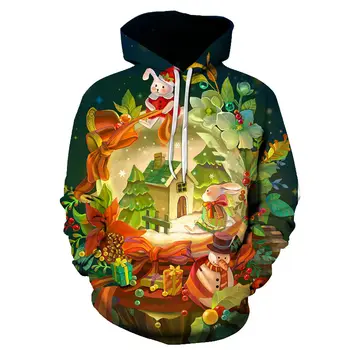 

Funny Christmas 3D Sweatshirt Women 2019 Newest Holiday Party Hoodies Plus Size Couple Hoody Medium Thickness Pullovers