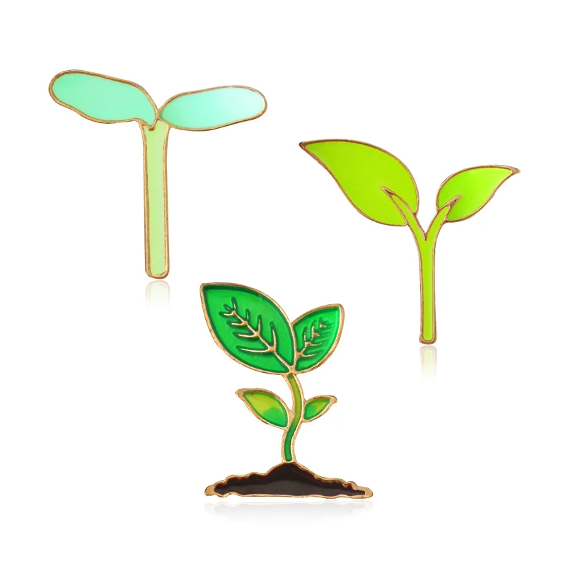 Nuove Spille Smaltate Fai Da Te Spille Verdi Per Le Donne Fantasy Novel Pins Badge Friends Gift Plant Jewelry Wholesale