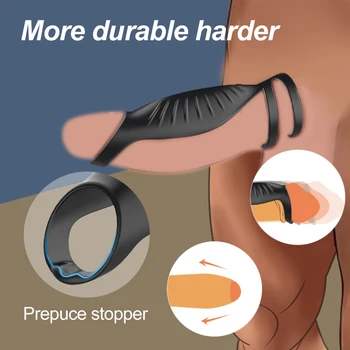 Vibrating Penis Ring Vibrator for Men Penis Massager Ring Dildo Sex Toys for Men Chastity Belt Wireless Remote Prostate Massage 2