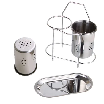 

Wall Mount Tableware Storage Hanging Double Cylinder Chopstick Cages Reinforced Forks Spoons Rack Kitchen Shelves Cutlery Organi